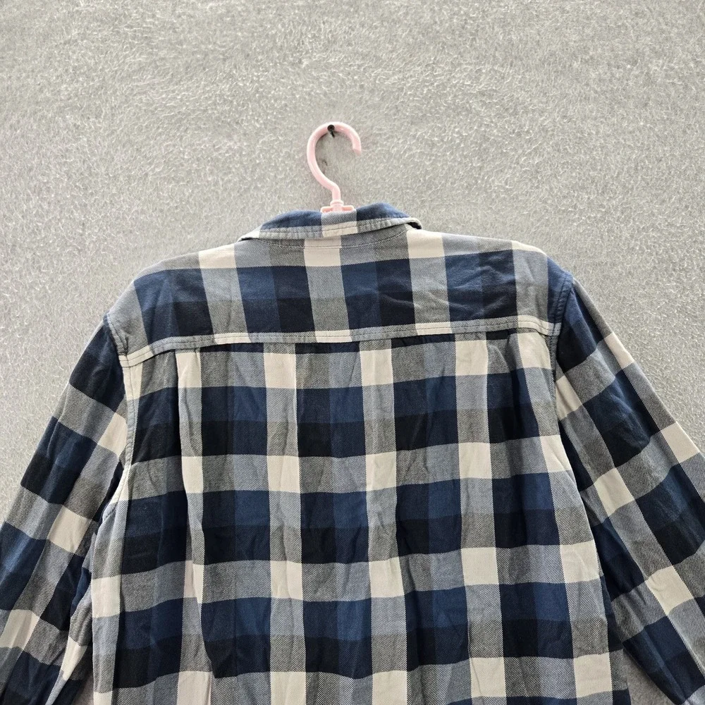 Vans Men Button Up Shirt L Blue Plaid Long Sleeve Skate Flannel‎